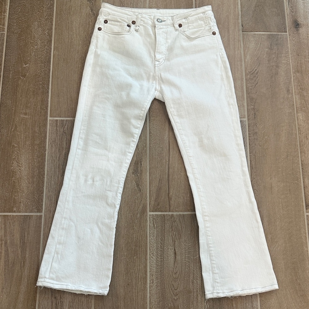 R13 Women's White High-Rise Straight Jeans